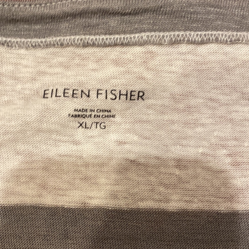 Eileen Fisher NWOT linen white with gray boxy stripes top size XL - Picture 5 of 9